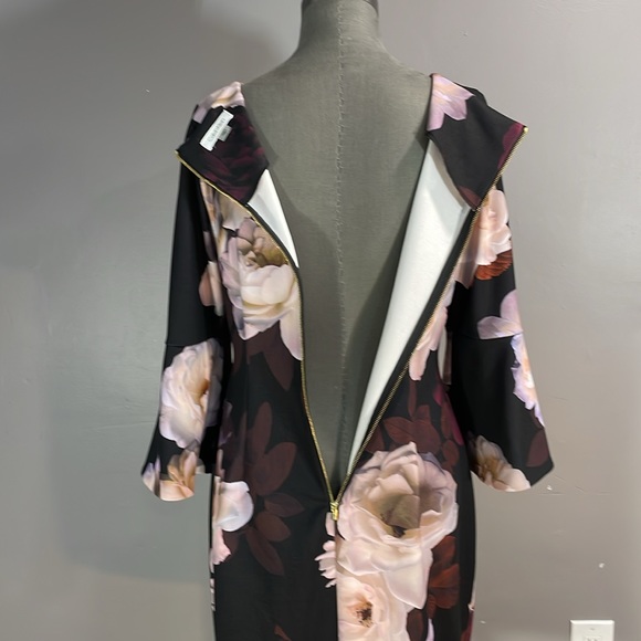 Calvin Klein size 10 bell sleeve floral stretchy sheath dress - Picture 9 of 17